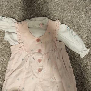 Vintage girls overalls and shirt set